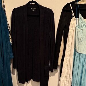 Barefoot Dreams Black Cardigan Sweater, medium, charcoal